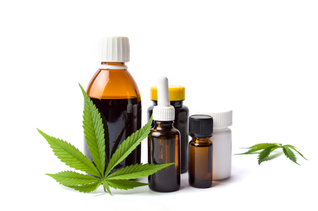 Marijuana and cannabis oil bottles